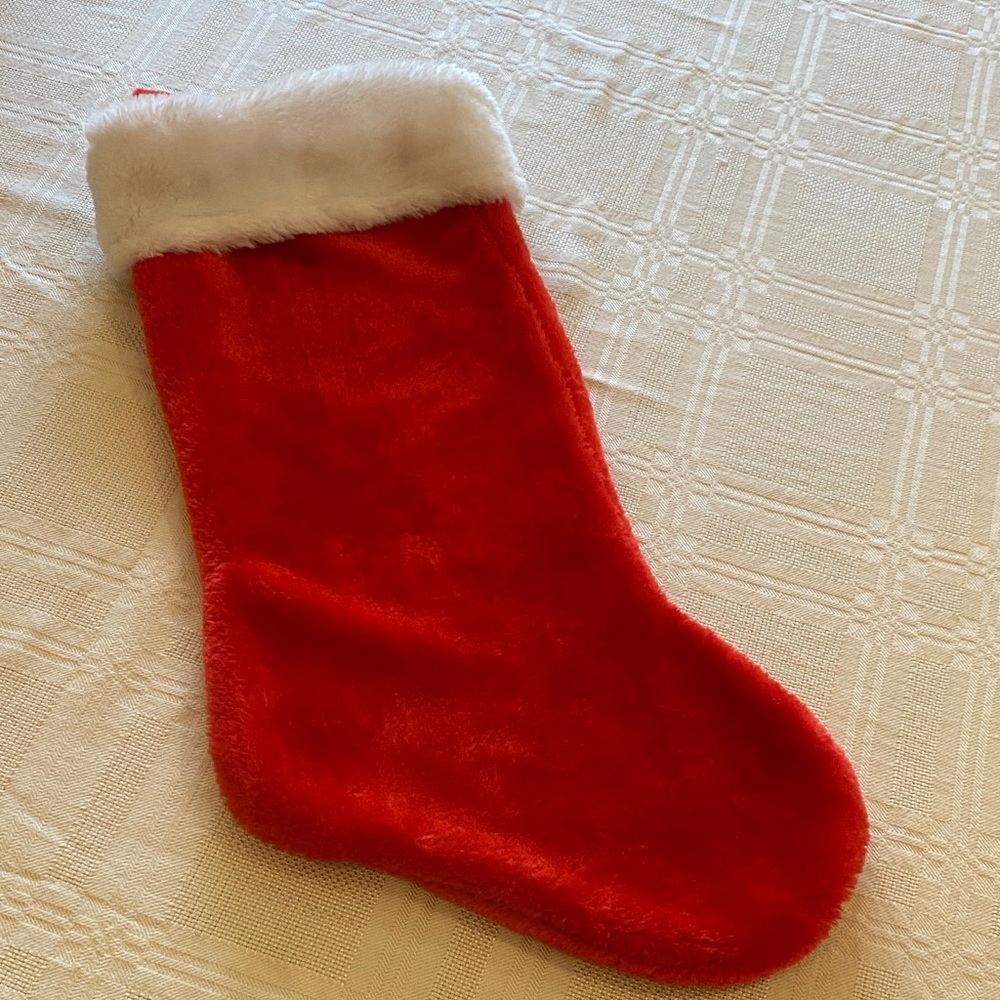 Red Christmas Stocking with White Trim